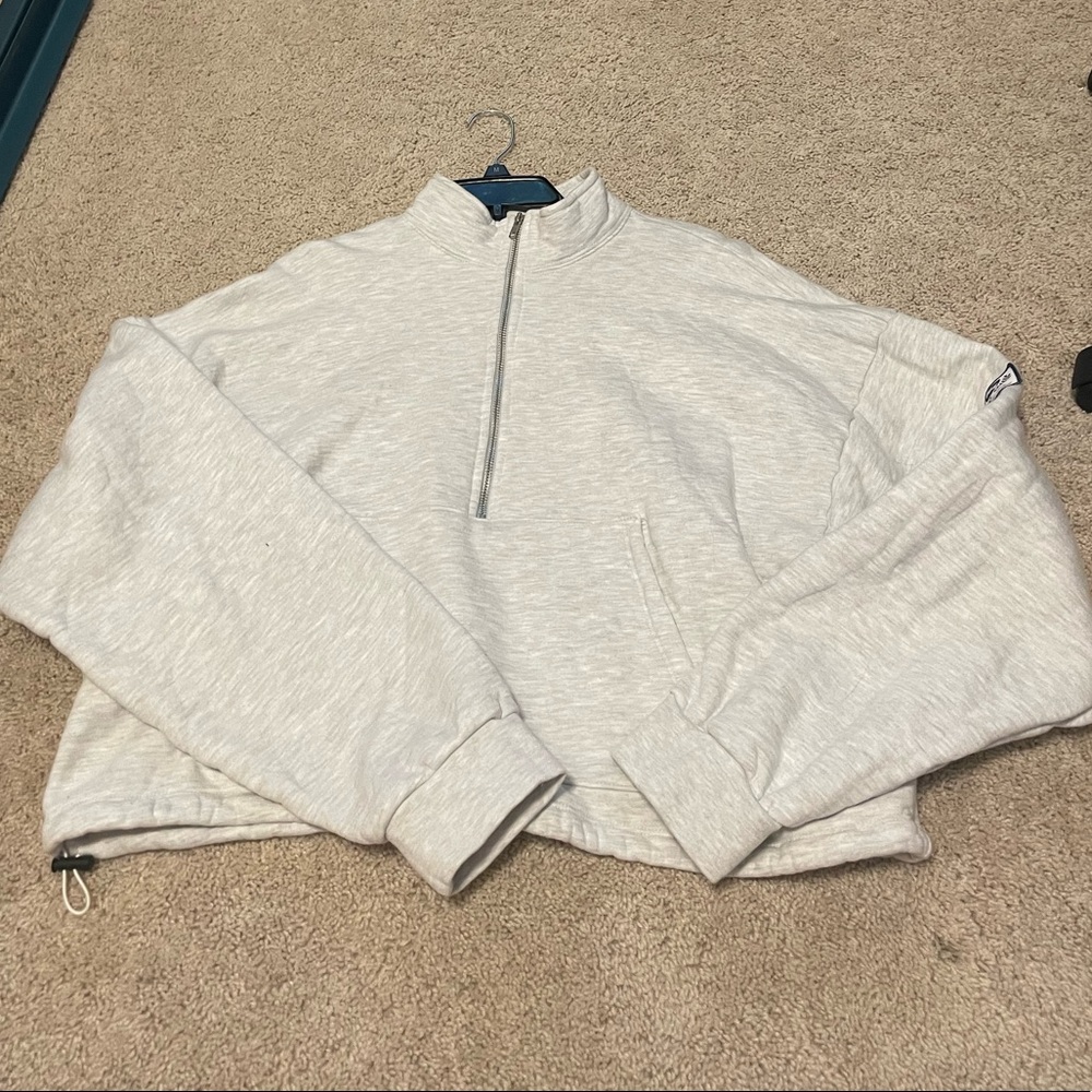 SET ACTIVE Cropped Half Zip Heather Grey